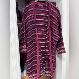 🍷 Vintage Stylish Long Tall Sally Cozy Striped Sweater Cardigan 🍷